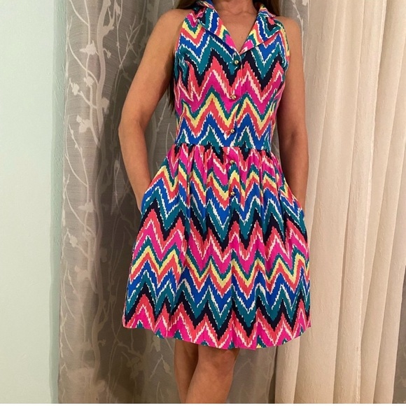 Lilly Pulitzer Dresses & Skirts - NWT Lilly Pulitzer Sherlynn Hearts A Flutter Multi Color Chevron Striped Dress 8
